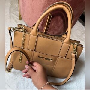 Steve Madden Camel Satchel with Gold Accents